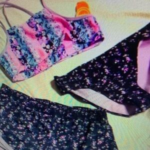 Floral Kids Swim Set - Pink and Blue